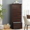 Walnut Solid Wood 4-Drawer Vertical Lockable File Cabinet with Anti-Tip Safety